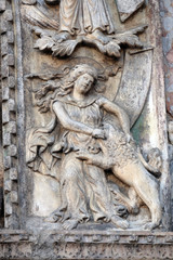 Fototapeta na wymiar Relief detail of St. Mark's Basilica, St. Mark's Square, Venice, Italy, UNESCO World Heritage Sites 