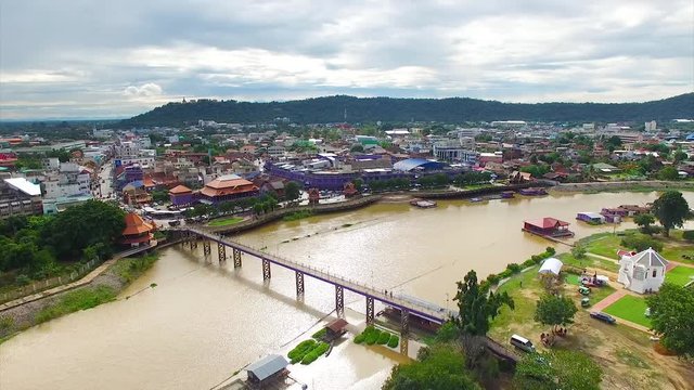 Bird's Eye View of Uthai Thani Province with Sakae Krang river, Thailand. 8