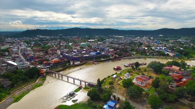 Bird's Eye View of Uthai Thani Province with Sakae Krang river, Thailand. 7