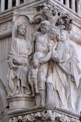 Fototapeta na wymiar Judgment of Solomon, detail of the Doge Palace, St. Mark Square, Venice, Italy, UNESCO World Heritage Sites 