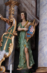 Obraz premium Statue of Angel on the main altar in the Church of Assumption of the Virgin Mary in Pokupsko, Croatia