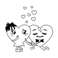 couple hearts kawaii characters