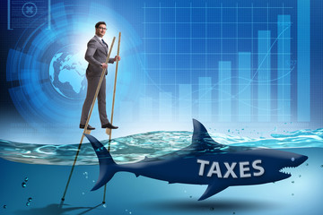 Businessman avoiding paying high taxes