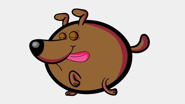 Dog walking cycle. Isolated cartoon character with alpha channel. Cute children animation loop. Blinking eyes, fast moving synchronized legs, moving body – useful sweet pet.