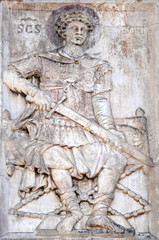 Saint George, facade detail of St. Mark's Basilica, St. Mark's Square, Venice, Italy, UNESCO World Heritage Sites