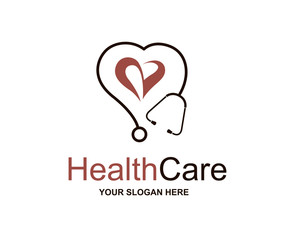 abstract medical halth care icon with stethoscope and heart