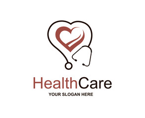 abstract medical halth care icon with stethoscope and heart