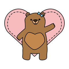 mom bear with bow