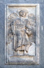 Archangel, relief detail of St. Mark's Basilica, St. Mark's Square, Venice, Italy, UNESCO World Heritage Sites 