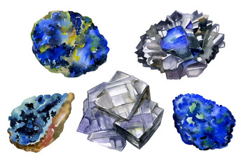 mineralogy gems watercolor art stone