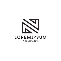 Letter N line, abstract and geometric logo icon design template elements  black  color