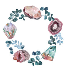 mineralogy gems watercolor art stone