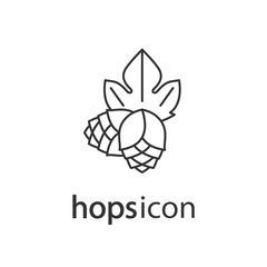 Hops and leaf. A simple icon. Vector outline drawing for a brewery, beer, cosmetics.