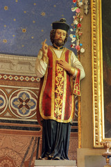 Saint John of Nepomuk, statue on the main altar in Saint Catherine of Alexandria church in Ribnicki Kunic, Croatia