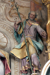 Saint Joseph, statue on the main altar in church of Assumption in Sveta Marija na Muri, Croatia