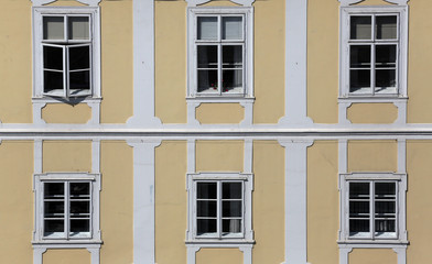 Facade of the old city building in city center of Zagreb, Croatia