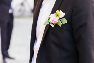 Beautiful boutonniere of the groom