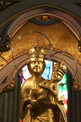 Virgin Mary with baby Jesus, statue on the main altar in Zagreb cathedral 