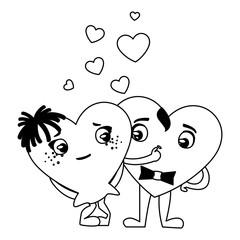 couple hearts kawaii characters