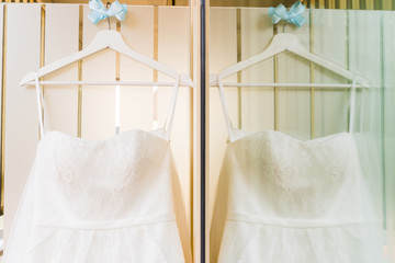 Fototapeta na wymiar White Wedding dress detail