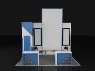 Trade exhibition stand 3x4 meters with plant. 3D rendered illustration. template, mockup for you