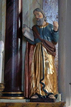 Saint Peter, statue on the altar of Our Lady of Sorrows in Saints Cosmas and Damian church in Vrhovac, Croatia