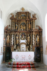 Main altar in Church of Birth of Virgin Mary in Svetice, Croatia