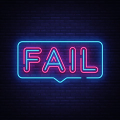 Fail Neon Text Vector. Fail neon sign, design template, modern trend design, night neon signboard, night bright advertising, light banner, light art. Vector illustration