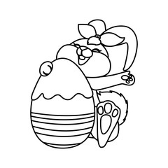 cute rabbit easter female with egg painted