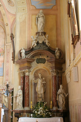 Fototapeta na wymiar Saint Valentine altar in Church of Assumption of Virgin Mary in Zakanje, Croatia 