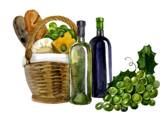 mediterranean picknic food illustration