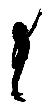 girl looking up, silhouette vector