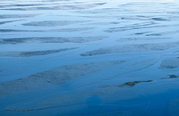 texture ice / broken texture blue background ice, cold winter background cracks, reflection
