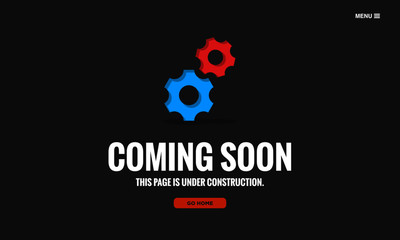 Coming Soon Page Interface Design with Gear Illustration