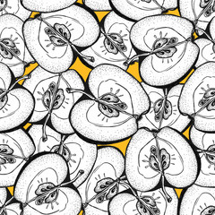 Hand drawn seamless pattern with appels