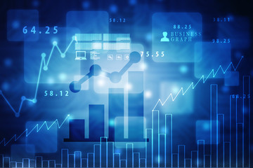 2d rendering Stock market online business concept. business Graph 