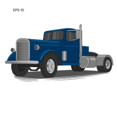 Vintage american truck vector illustration. Retro freighter truck. Cargo delivery machine.
