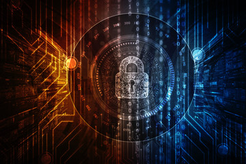 2d illustration Safety concept: Closed Padlock on digital background