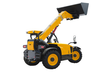 Telescopic handler ( back view) isolated on a white background