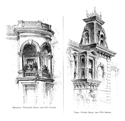 New York city. Engraving illustration