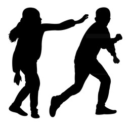 Fototapeta na wymiar children playing, silhouette vector