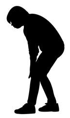 holding injured knee, body silhouette vectır