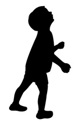 a boy looking up, silhouette vector