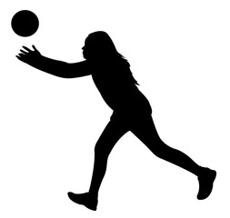 girl playing with ball, silhouette vector