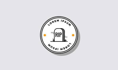 RIP Tombstone Badge Sticker Design Flat Style Design