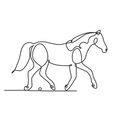 Drawing a continuous line. Horse on white isolated background