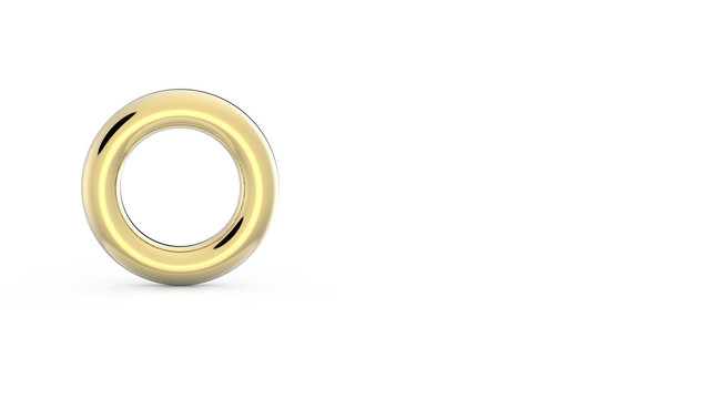 Gold Circle isolated on white background 3DCG rendering