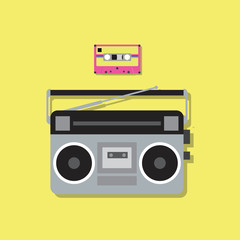 Retro radio player and cassette tape