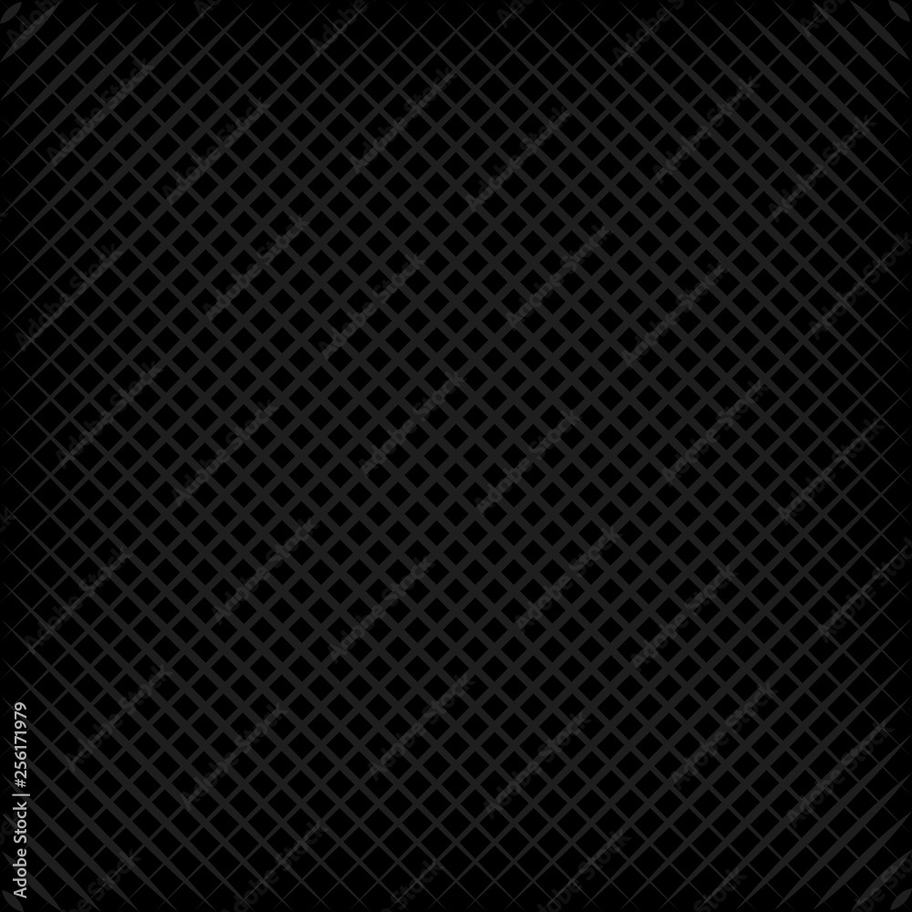 Poster Black square gray grid, diagonal stripes, vector effect 3D wafer pattern, diagonal grid