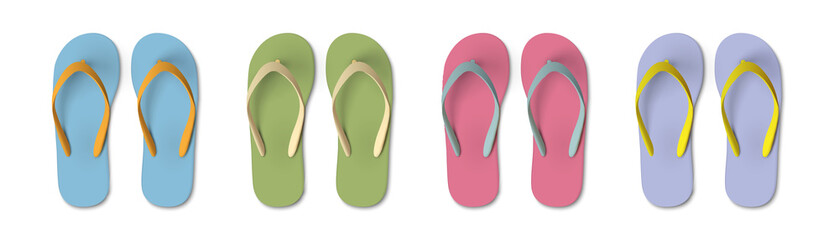 Set of colored Flip flops - summer, beach slippers